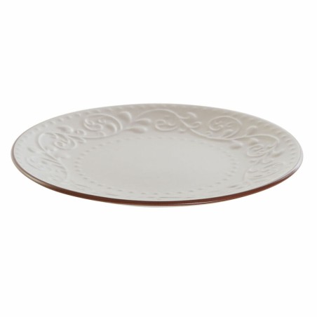 Flad plade DKD Home Decor Beige Braun Steingut (21 x 21 x 2.5 cm)