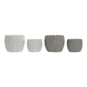 Set di vasi da fiori DKD Home Decor Bianco Grigio Cemento Fogli Montagna 18 x 18 x 15 cm Quadrato (2 Unità) (2 Pezzi)