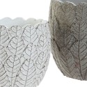 Set di vasi da fiori DKD Home Decor Bianco Grigio Cemento Fogli Montagna 18 x 18 x 15 cm Quadrato (2 Unità) (2 Pezzi)