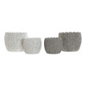 Set di vasi da fiori DKD Home Decor Bianco Grigio Cemento Fogli Montagna 18 x 18 x 15 cm Quadrato (2 Unità) (2 Pezzi)