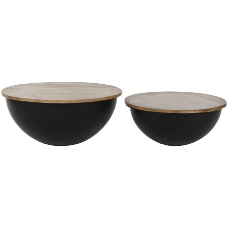 Satz mit 2 Tischen Home ESPRIT Metall Mango-Holz 60 x 60 x 28 cm Satz mit 2 Tischen Home ESPRIT Metall Mango-Holz 60 x 60 x 28 cm