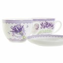 Tasse avec sous-tasse DKD Home Decor Lavande (220 ml) (2 pcs)