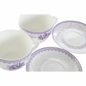 Tasse avec sous-tasse DKD Home Decor Lavande (220 ml) (2 pcs)