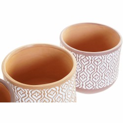 Cache-pot DKD Home Decor Marron Terre cuite Corail (14 x 14 x 12.4 cm) (3 pcs)