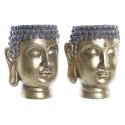 Macetero DKD Home Decor Gris Dorado Buda Resina Oriental (2 Unidades)