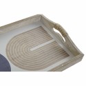 Tabuleiro DKD Home Decor 40,6 x 30 x 6 cm Bege Azul Madeira MDF (2 Unidades)