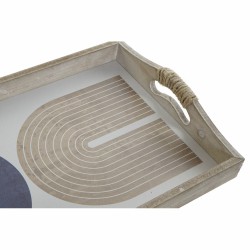 Tabuleiro DKD Home Decor 40,6 x 30 x 6 cm Bege Azul Madeira MDF (2 Unidades)