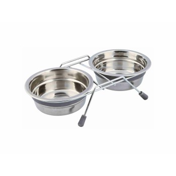 Comedouro para Cão Trixie Aço inoxidável 450 ml Duplo 2 × 0,45 L