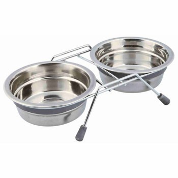 Comedouro para Cão Trixie Aço inoxidável 450 ml Duplo 2 × 0,45 L