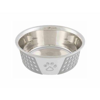 Comedouro para Cão Trixie Branco Cinzento Silicone Aço inoxidável 750 ml