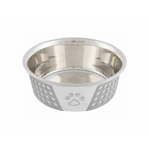 Comedouro para Cão Trixie Branco Cinzento Silicone Aço inoxidável 750 ml