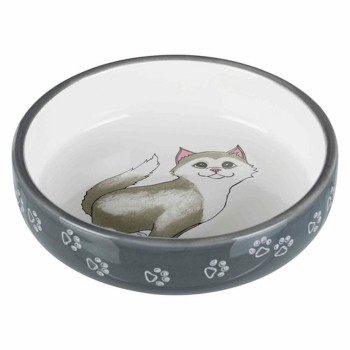 Comedouro para Gato Trixie Branco Cinzento