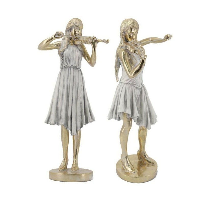 Deko-Figur DKD Home Decor Gold Weiß Harz Musiker (26,5 x 20 x 60 cm) (2 Stück)