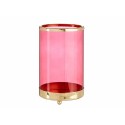 Castiçais Cor de Rosa Dourado Cilindro Metal Vidro (12,2 x 19,5 x 12,2 cm)