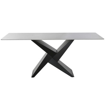 Mesa de Jantar Home ESPRIT Preto Metal Cerâmica 180 x 90 x 75 cm