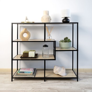 Tavolo aggiuntivo Vinthera Moa Nero Beige 100 x 90 x 34 cm
