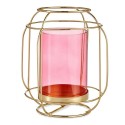 Castiçais Cor de Rosa Dourado Lantaarn Metal Vidro (19 x 20 x 19 cm)