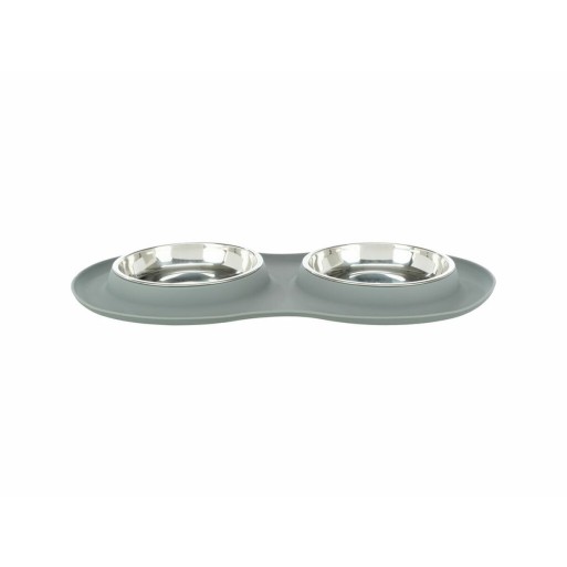 Ciotola per cani Trixie Grigio Acciaio inossidabile Ø 16 cm Doppia 2 × 0,3 L 47 × 3 × 26 CM