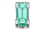 Castiçais Prateado Azul Metal Vidro (11,5 x 19,5 x 11,5 cm)