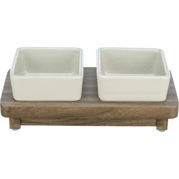 Futternapf für Hunde Trixie CityStyle Braun Grau aus Keramik Silikon Holz MDF 2 x 400 ml