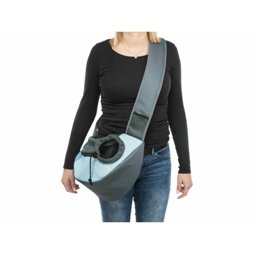 Mala a tira colo para animais de estimação Trixie Sling Azul Claro Cinzento claro Poliéster 5 × 25 × 18 cm