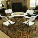 Mesa Dobrável Lifetime Branco Redonda Aço Plástico 83 x 73,5 cm