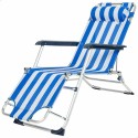 Espreguiçadeira reclinável Aktive textileen Alumínio Azul Branco 153 x 47 x 33 cm