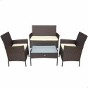 Garden furniture Aktive Rattan Black 4 Pieces