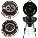 Barbacoa de Carbón con Ruedas Aktive Textilene 57 x 86 cm Negro