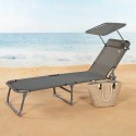 Sun-lounger Colorbaby Foldable Parasol Grey 193 x 53 x 30 cm
