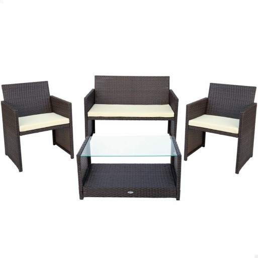 Meubles de jardin Aktive Rotin Noir 4 Pièces