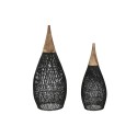 Lamp Shade Home ESPRIT Black Bamboo Teak 35 x 35 x 85 cm (2 Units)