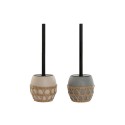 Escobilla para el Baño Home ESPRIT Negro Gris Crema Fibra Dolomita 11 x 11 x 38 cm (2 Unidades)