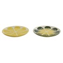 Plato Llano Home ESPRIT Amarillo Verde Gres Limón 22,5 x 22,5 x 2,5 cm (2 Unidades)