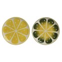 Plato Llano Home ESPRIT Amarillo Verde Gres Limón 22,5 x 22,5 x 2,5 cm (2 Unidades)