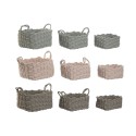 Conjunto de Cestas Home ESPRIT Verde Bege Cor de Rosa Corda (3 Peças) (3 Unidades)