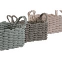 Conjunto de Cestas Home ESPRIT Verde Bege Cor de Rosa Corda (3 Peças) (3 Unidades)