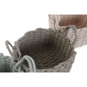 Conjunto de Cestas Home ESPRIT Verde Bege Cor de Rosa Corda (3 Peças) (3 Unidades)
