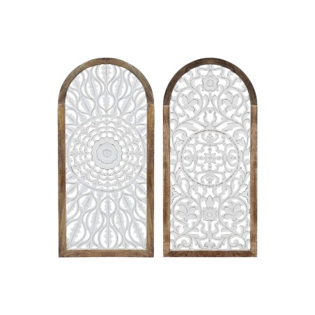 Decorazione da Parete Home ESPRIT Bianco Naturale Mandala Arabo 45 x 3,3 x 95 cm (2 Unità)