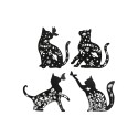 Decoração de Parede Home ESPRIT Preto Gato 37 x 1,3 x 48 cm (4 Unidades)