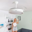 Ventoinha de Teto com Luz LED e 4 Pás Retráteis Keteez InnovaGoods Branco 72 W Ø49-104 cm