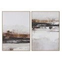 Pintura Home ESPRIT Branco Castanho Bege Cinzento Abstrato Urbana 100 x 4 x 140 cm (2 Unidades)