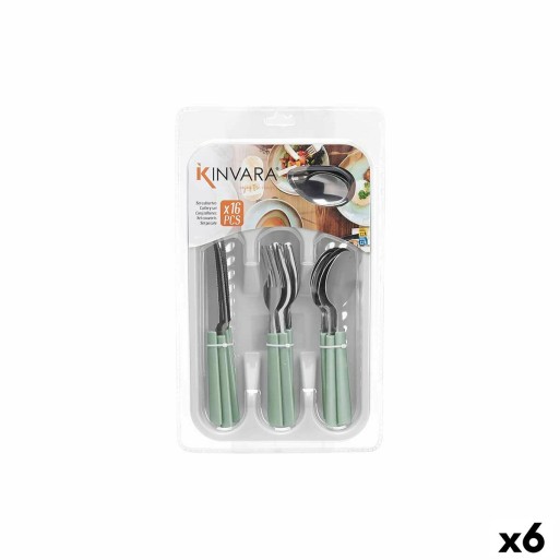 Set de Cubiertos Kinvara KT166096-1C-M Verde Plateado Acero Inoxidable Plástico (6 Unidades)