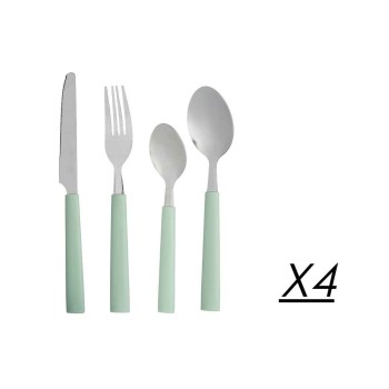 Set de Cubiertos Kinvara KT166096-1C-M Verde Plateado Acero Inoxidable Plástico (6 Unidades)