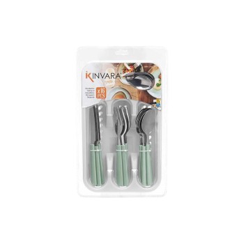 Set de Cubiertos Kinvara KT166096-1C-M Verde Plateado Acero Inoxidable Plástico (6 Unidades)