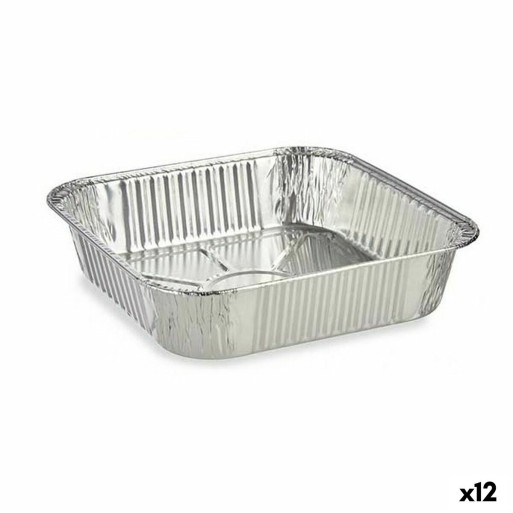 Set di Teglie da Cucina Kinvara 23241 Alluminio Quadrato 20,5 x 6,5 x 20,5 cm Monouso (12 Unità)