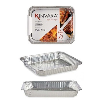 Set di Vassoi Kinvara 82262 Alluminio 32,5 x 26 x 3,8 cm 3 Pezzi (12 Unità)