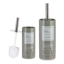 Scopino per il Bagno Berilo Natural Bianco Grigio Argentato Ceramica 9,6 x 32 x 9,6 cm