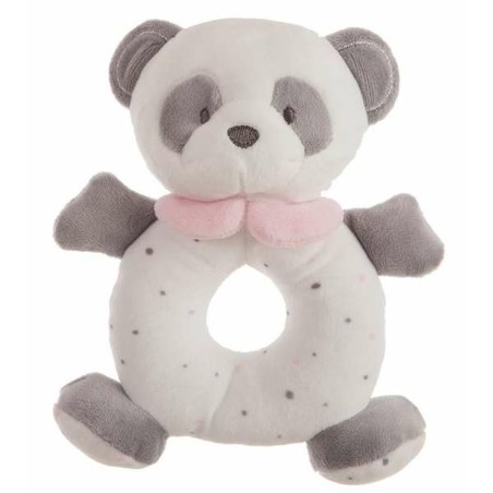 Peluche Chocalho Urso Panda Cor de Rosa 20 cm