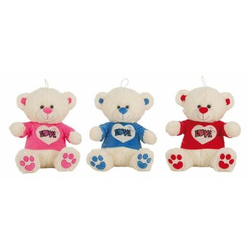 Urso de Peluche Love Purpurina T-shirt Bege 32 cm
